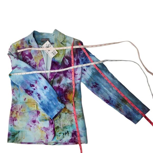 Kate Hill. 90s Reworked Multi-Color Tie Dye Blazer. Size: 4/6 - Picture 7 of 7